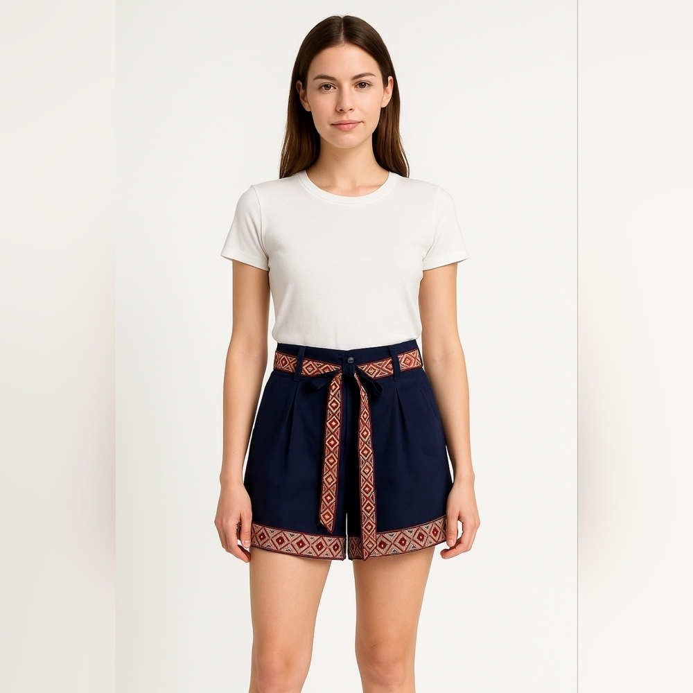 NWT CHUFY KATHMANDU HEIGHTS Keket Shorts 
Pleated Navy Boho Belted‎ Tie MEDIUM
